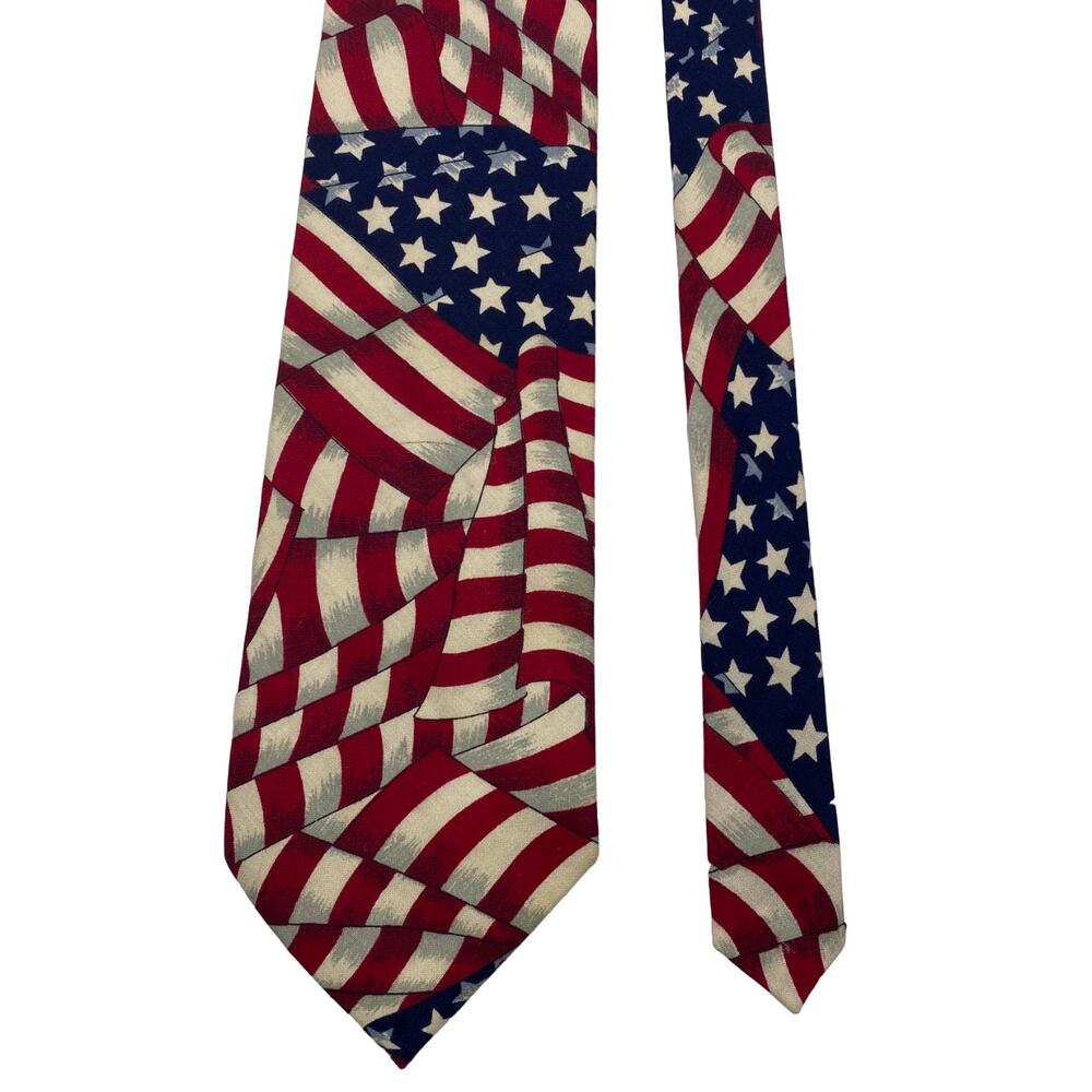 County Seat American Flag Red White Blue Silk Tie